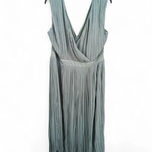 TFNC Formal Maxi Dress Calida Model Sage Green Wedding Guest Pleated Skirt